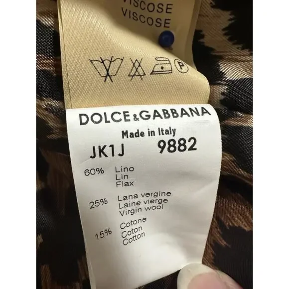 Dolce & Gabbana Jacket Denim Linen Leopard Italy Women's Eu 40 US 6 - Picture 15 of 16